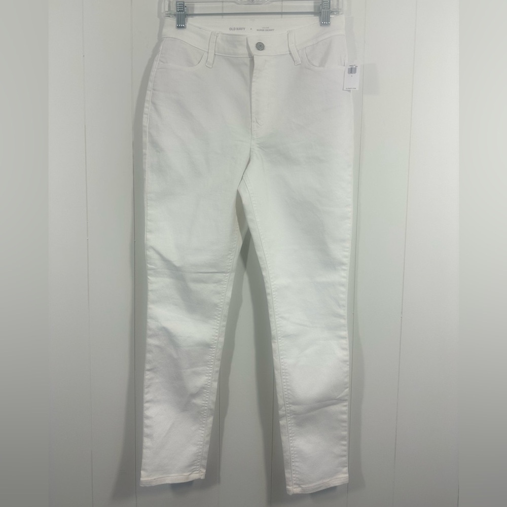 NWT Old Navy Jeans Womens Sz 4 White Super Skinny High Rise Denim Stretch